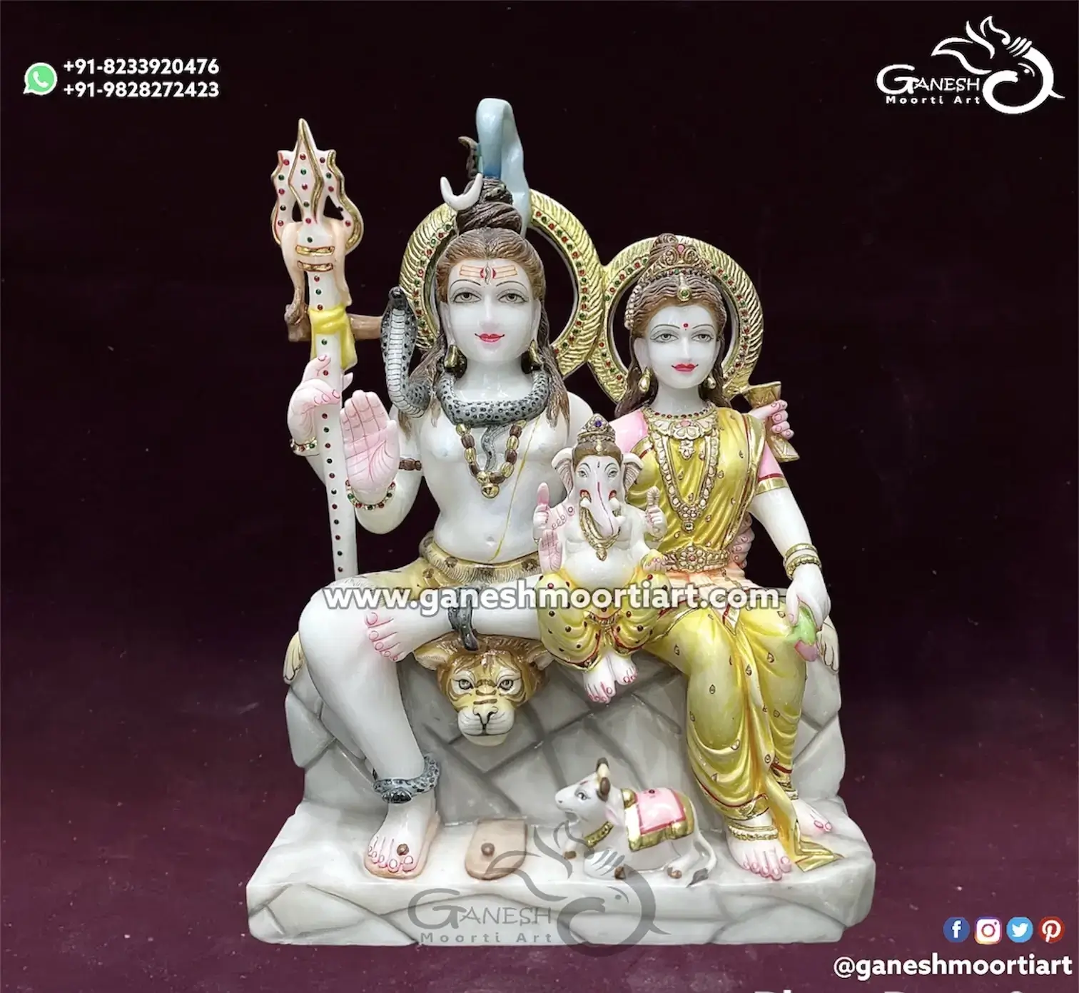 Buy Lord Shiva family Marble Statue