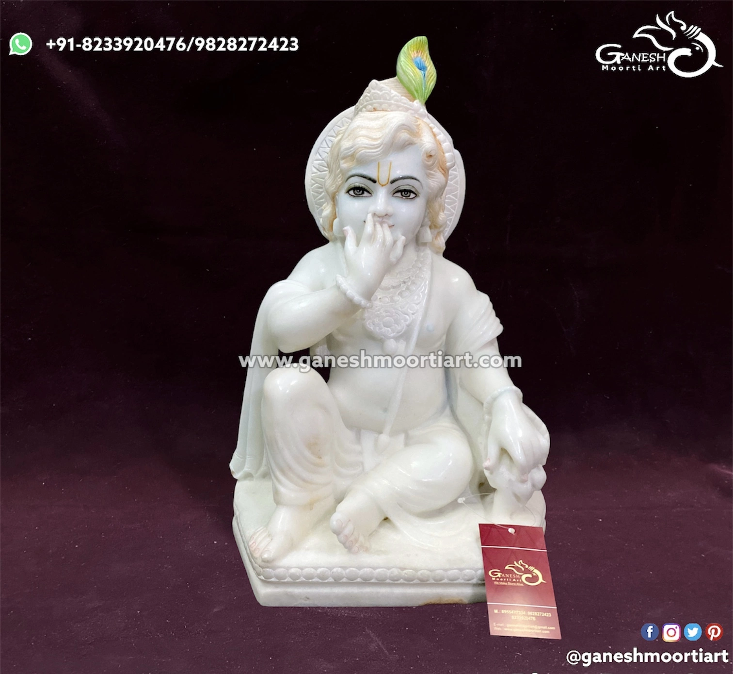 Marble Krishna Eating Butter