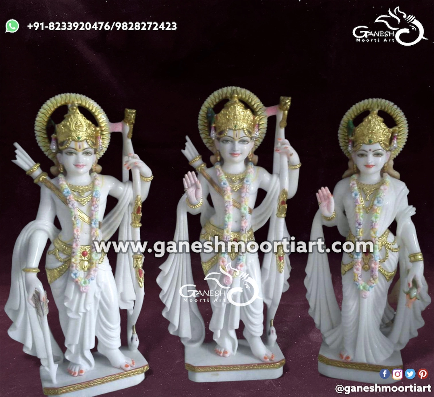 Vietnam white Marble Ram Darbar Moorti