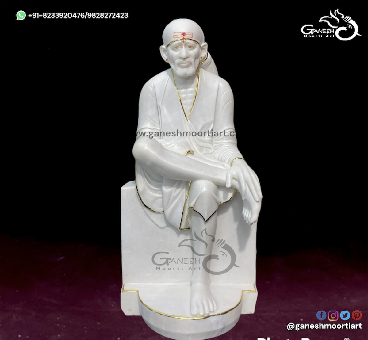 Pure White Sai baba Marble Statue