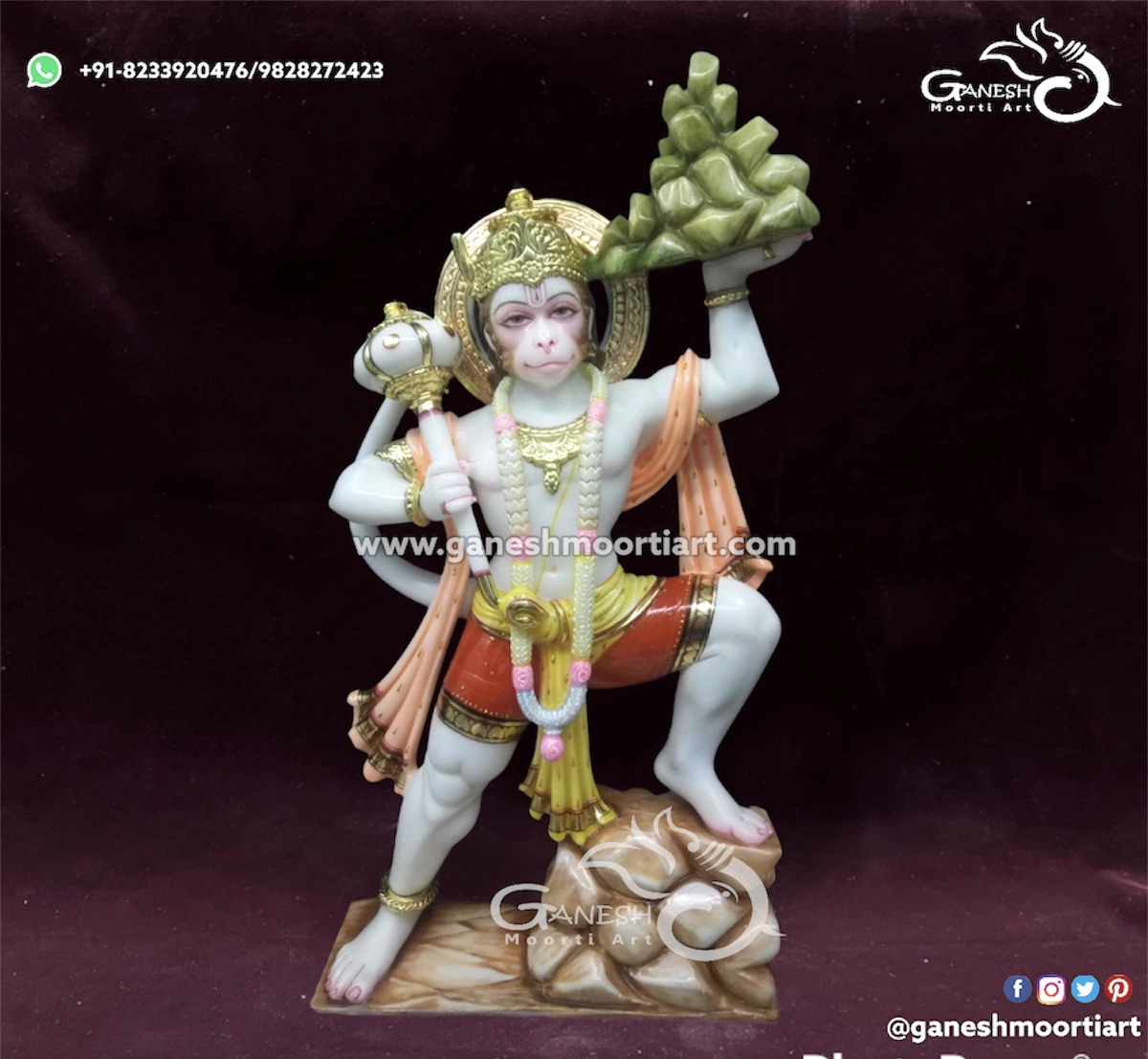 White Marble Hanuman Ji Moorti