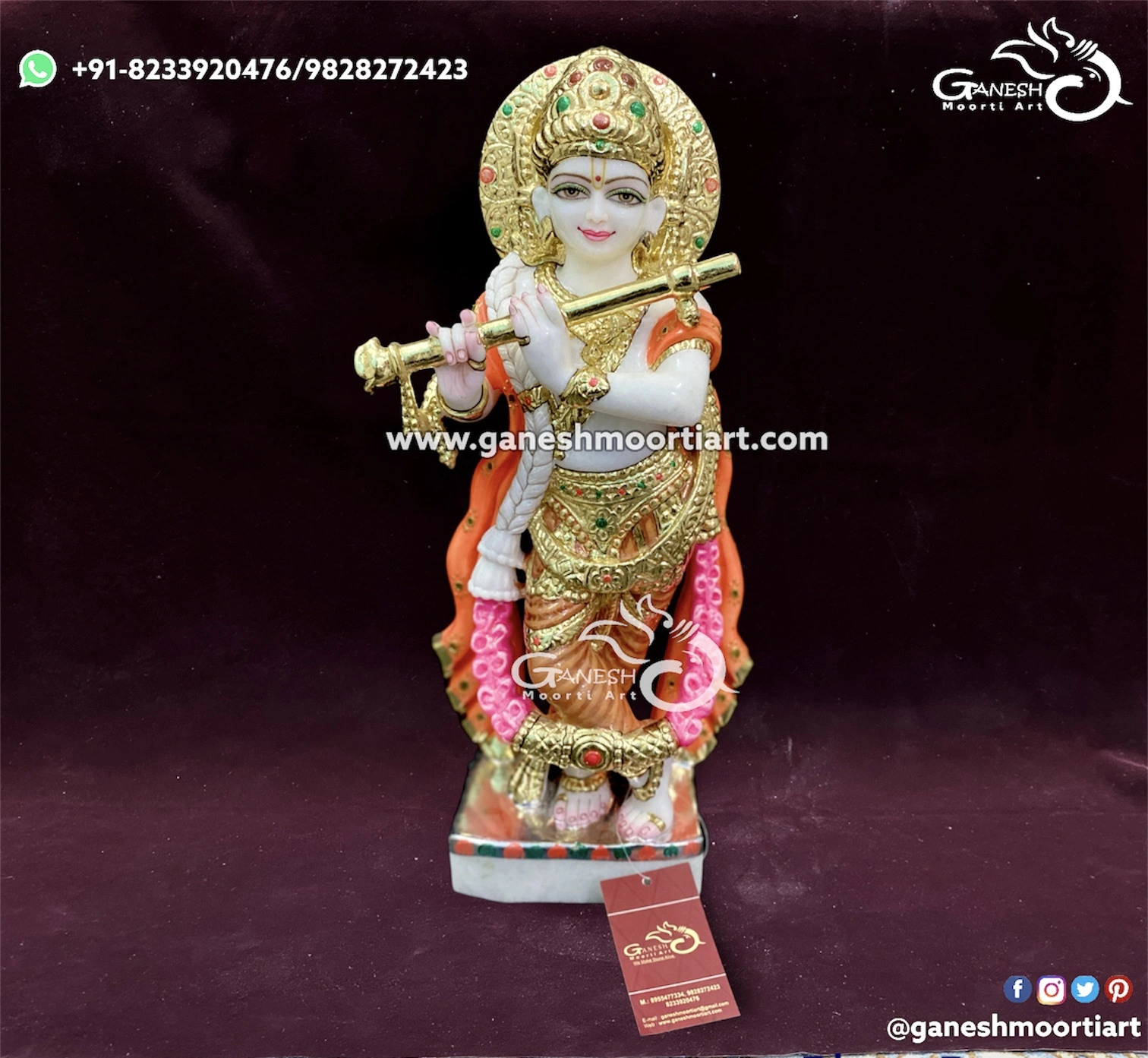 White Marble Krishna Statue 