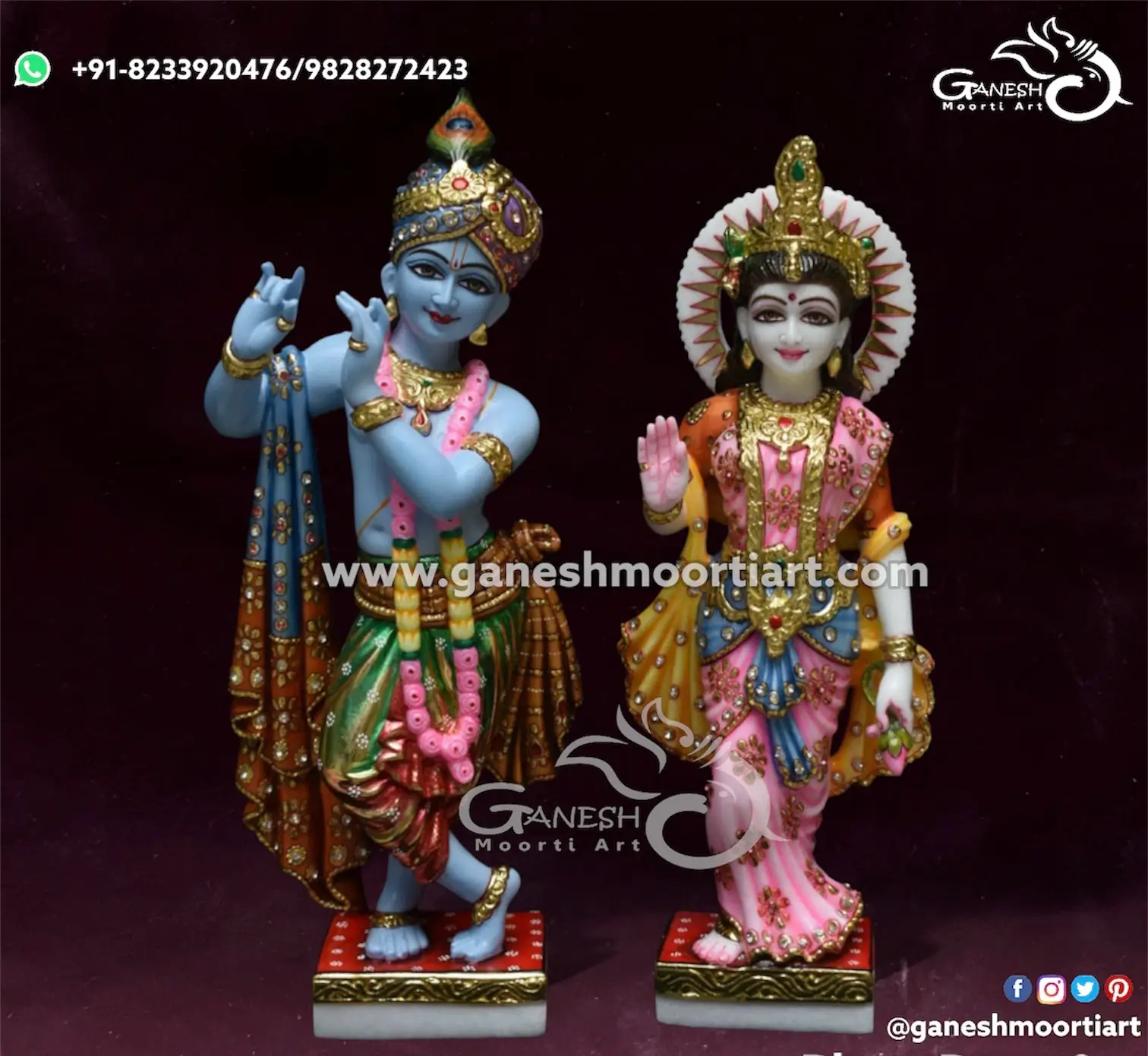 Marble Radha Krishna Idol for Home