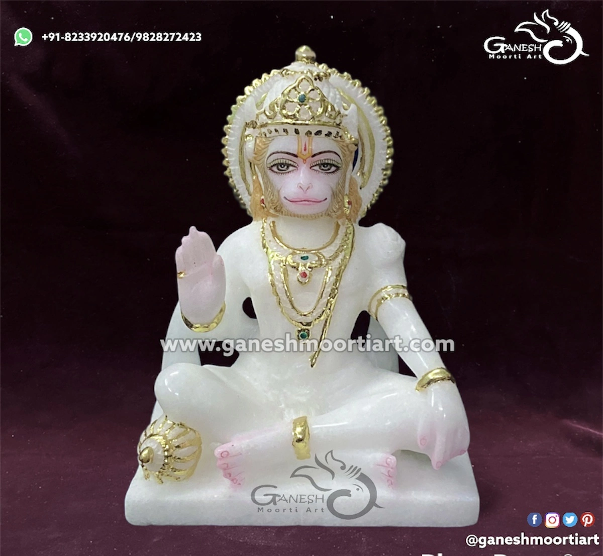 White Marble Lord Hanuman Statue