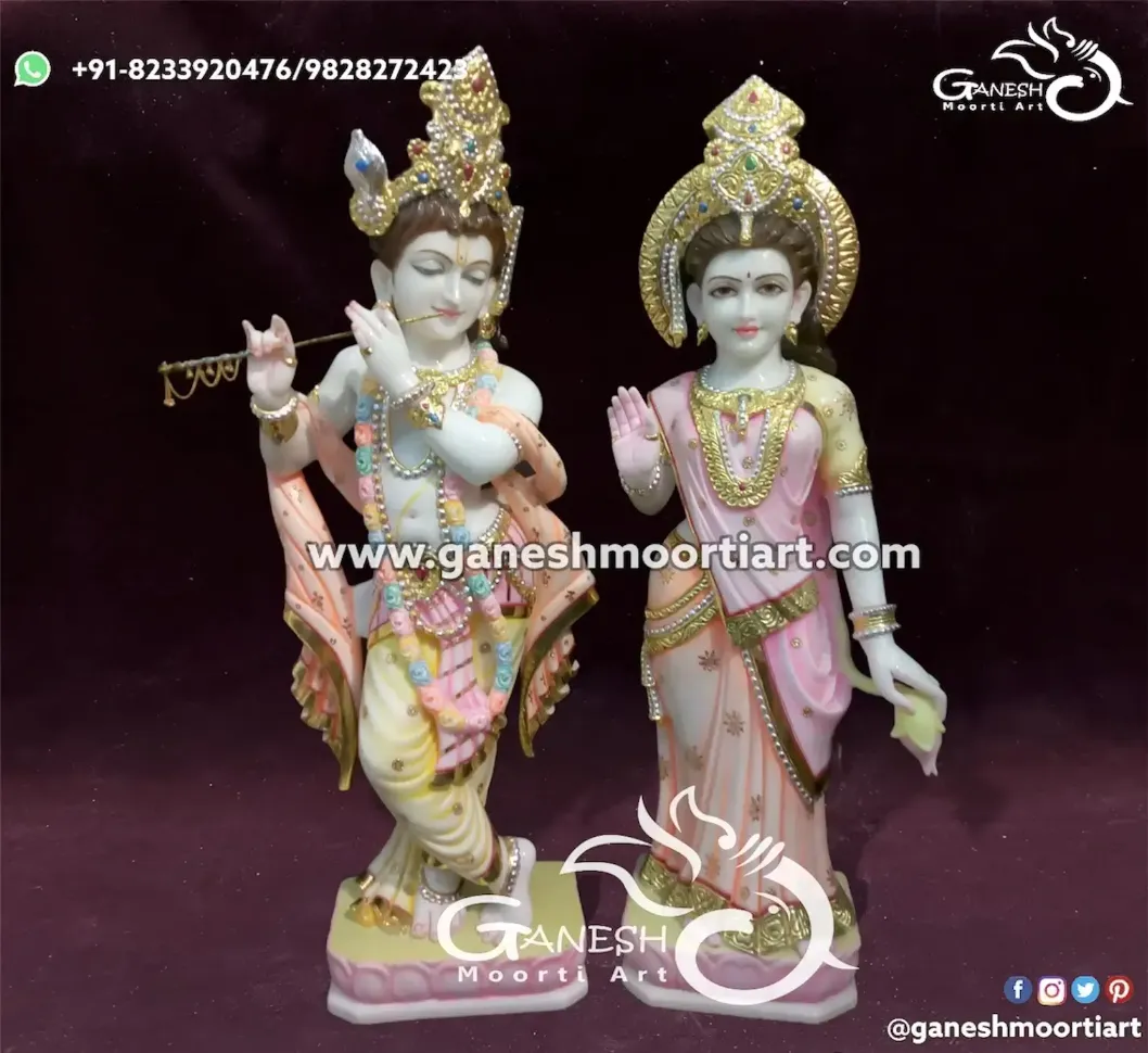 Radha Krishna Marble Statue