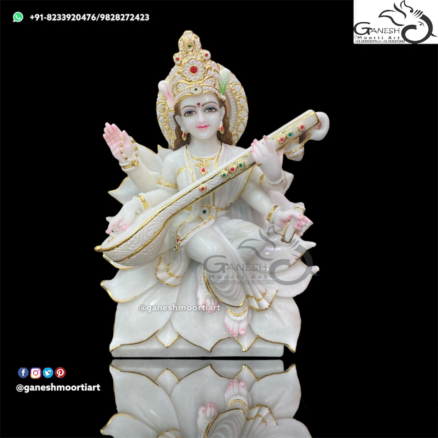 Saraswati Marble Statue