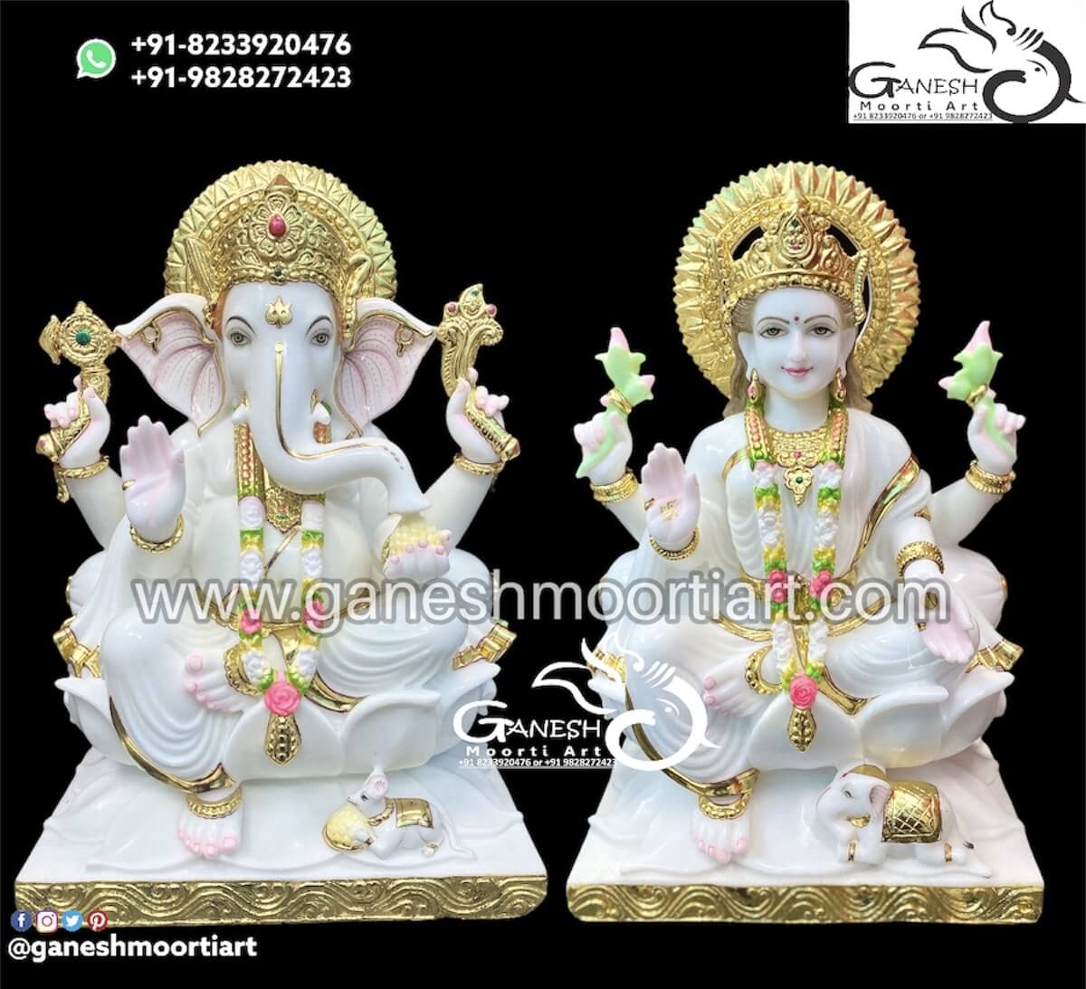 Ganesh Lakshmi Marble Statue