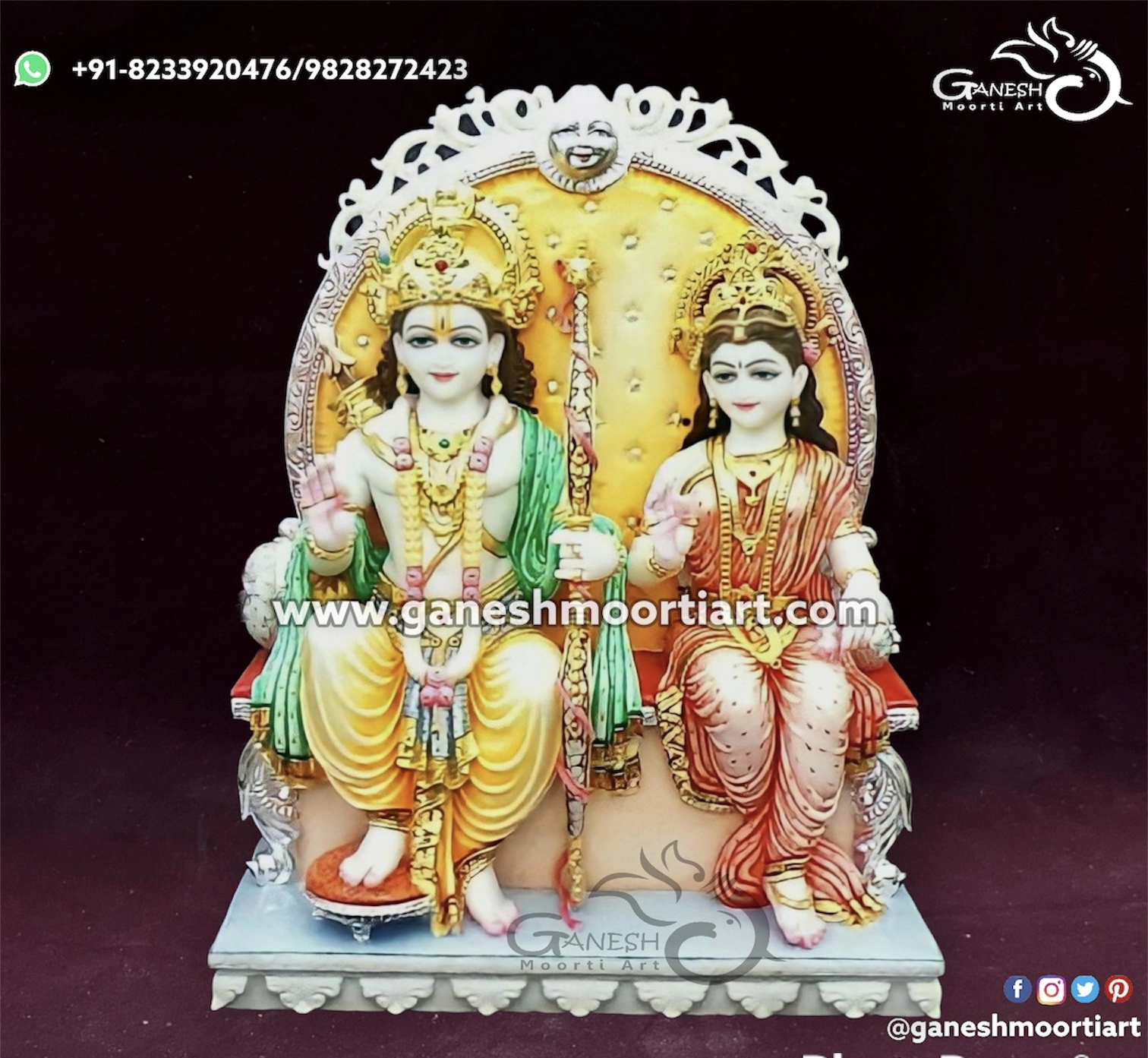 Ram Sita sitting murti for Temple