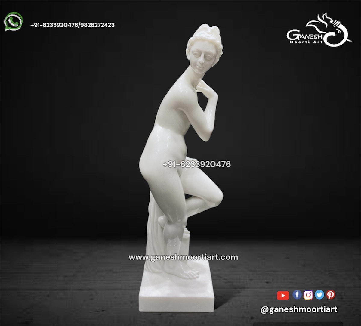 A Greek Nude Bather in Marble Sculpture