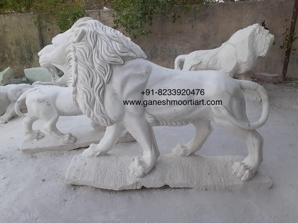 white marble lion statues big size