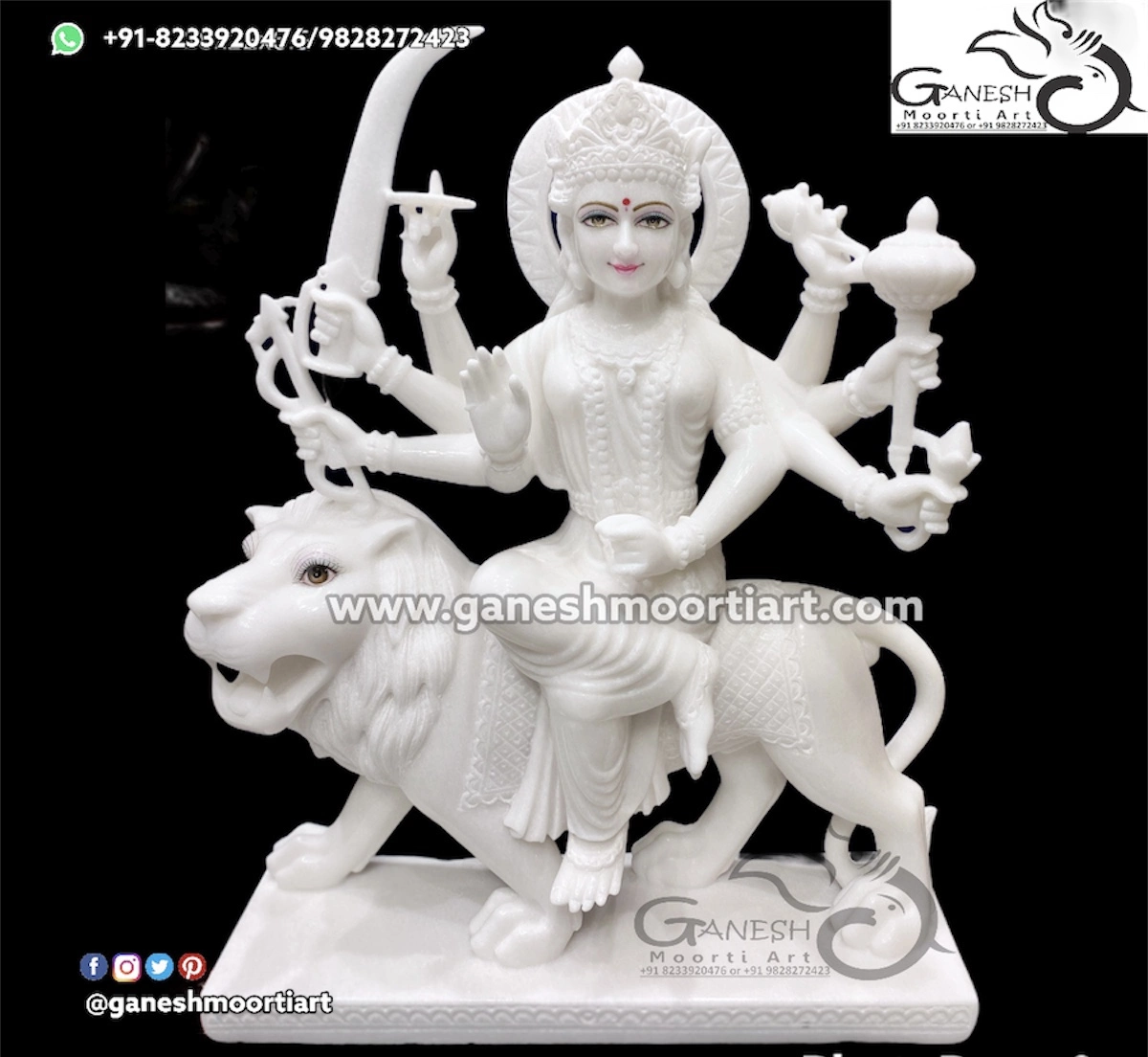  White Marble Durga Maa Statue