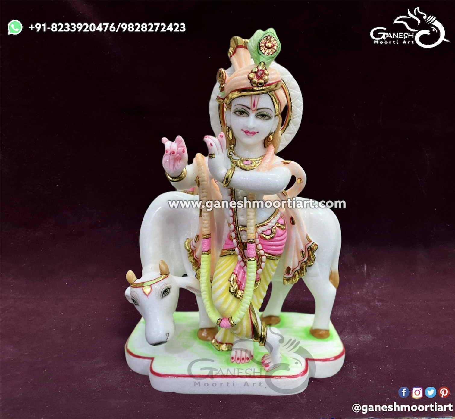 Buy Statue of Krishna With Cow
