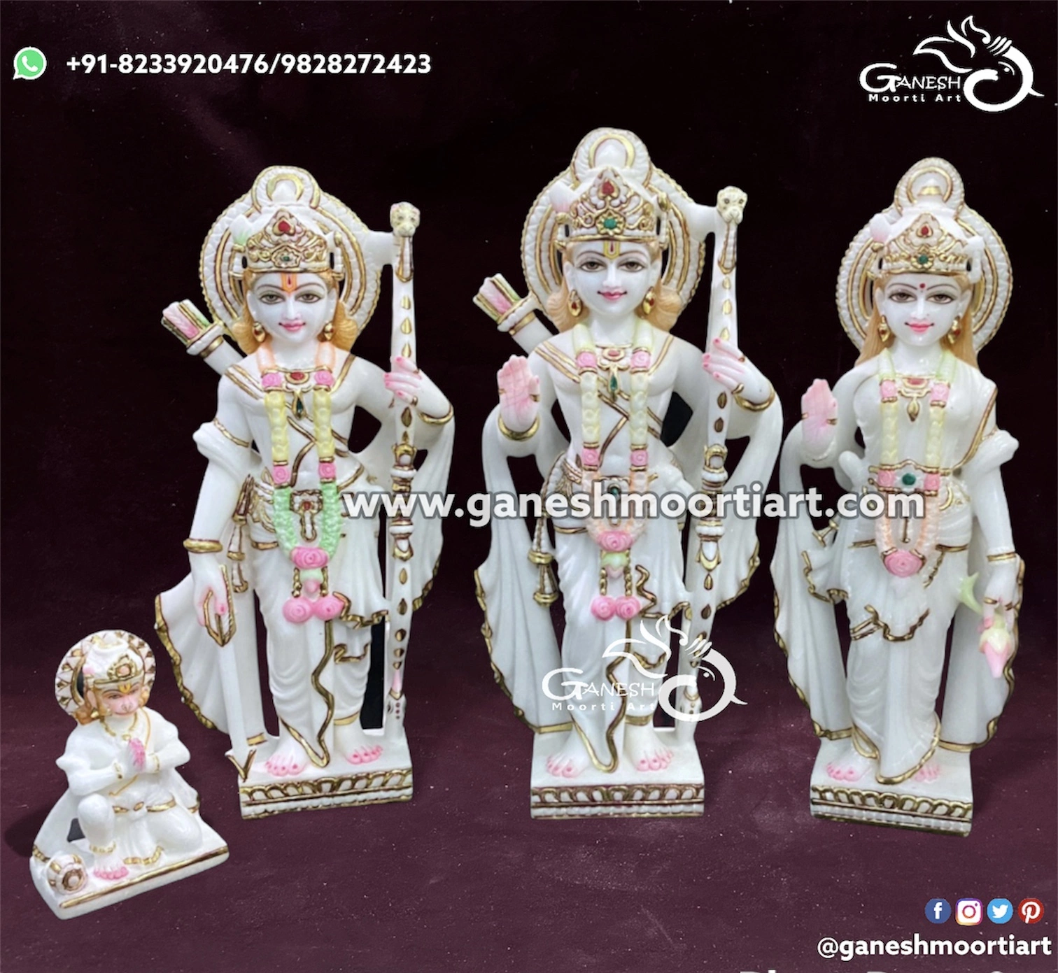 Veitnam white Marble Ram Darbar Moorti