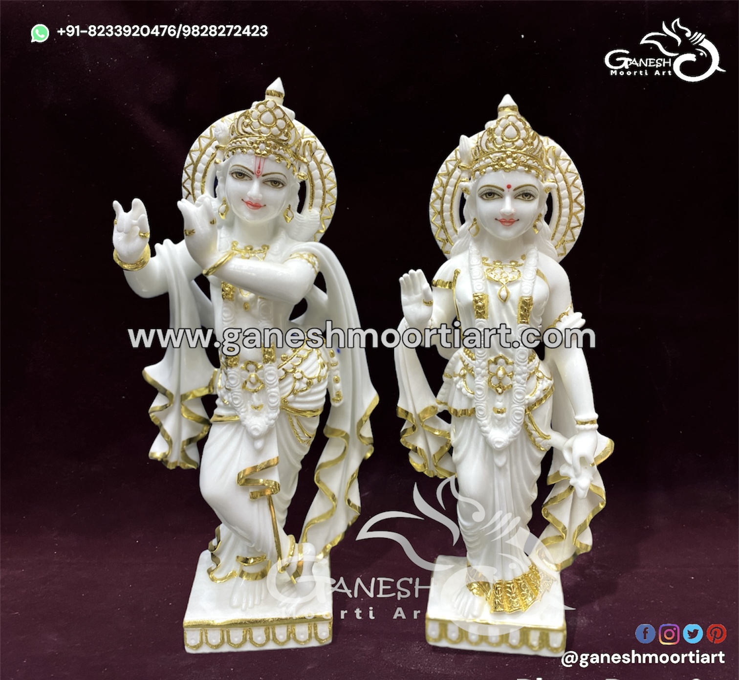 Radha Krishna idols in Marble